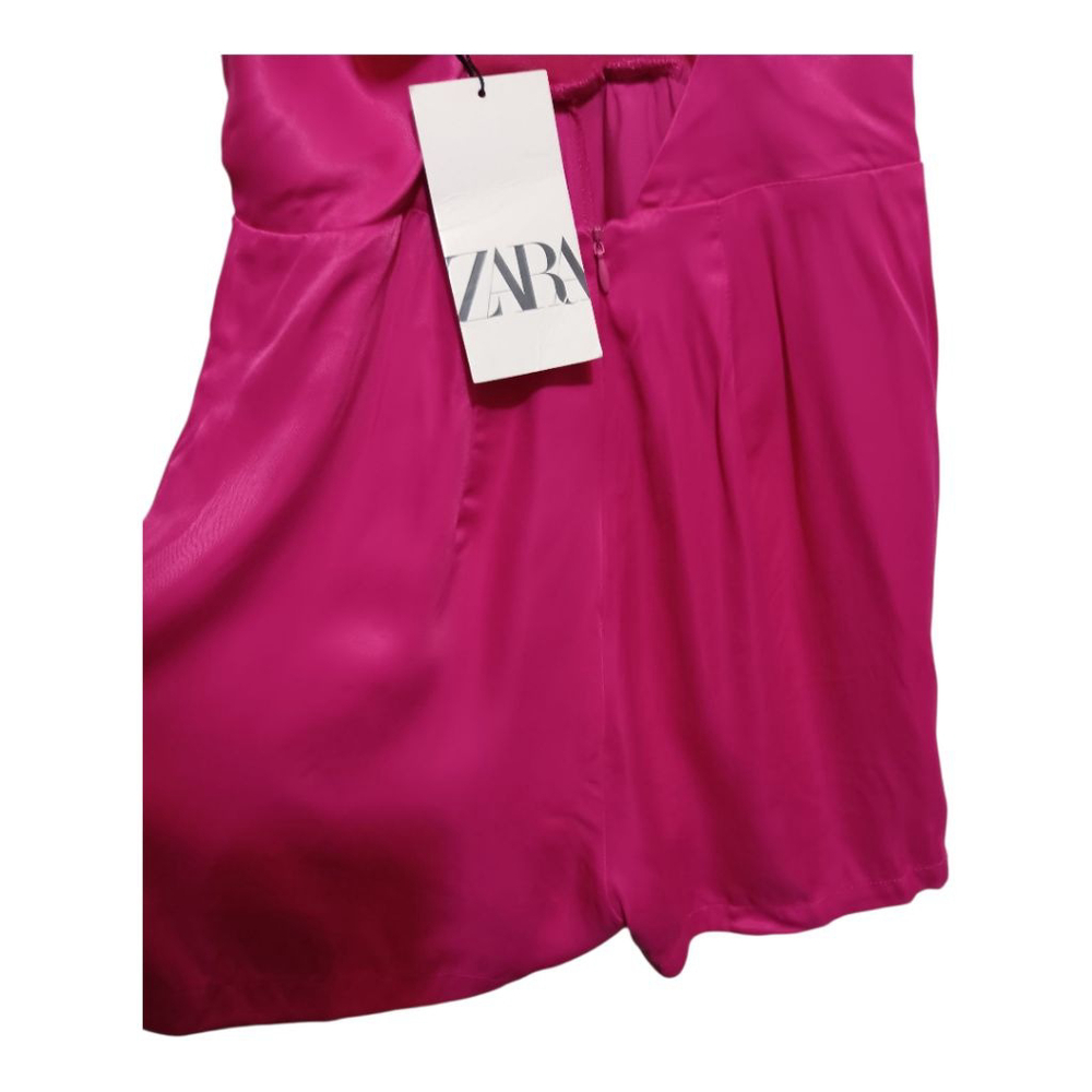 Zara Hot 🔥 Pink Halter Romper Faux Wrap Playsuit with Sexy Strapy Back Detail - Picture 8 of 9